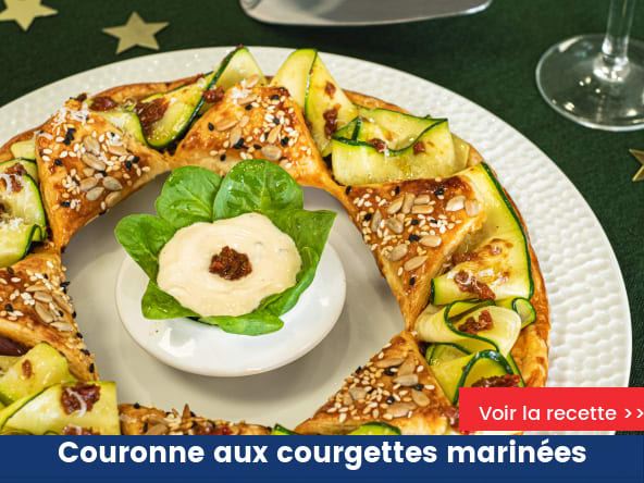 Couronne feuilletée aux courgettes marinées